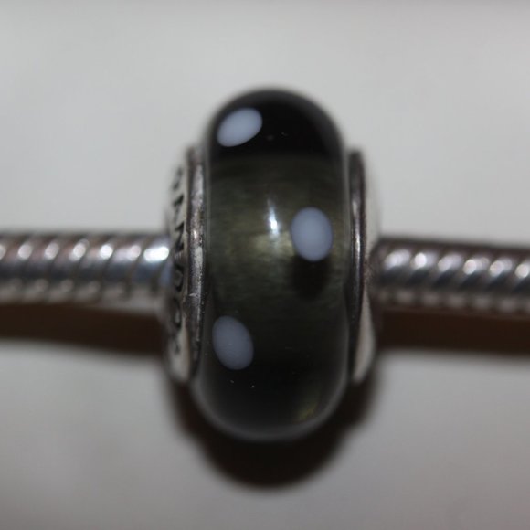 Authentic Pandora Sterling Grey Polka Dot Charm - Picture 2 of 3